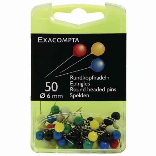 Prikbordspeld met bolvormige kop - Exacompta Prikbordspeld met bolvormige kop - Exacompta