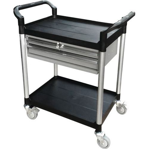 Desserte 250 kg alu 2 plateaux 680x450 mm plastique 2 tiroirs - FIMM Desserte 250 kg alu 2 plateaux 680x450 mm plastique 2 tiroirs - FIMM