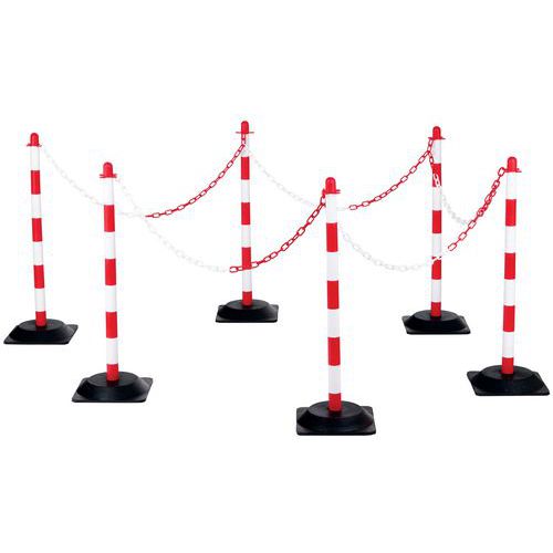 Paal met sokkel en ketting van polyethyleen - set van 6 - Crash Stop Paal met sokkel en ketting van polyethyleen - set van 6 - Crash Stop