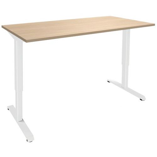 Elektrisch ergonomisch bureau, licht eiken/wit Nivo Elektrisch ergonomisch bureau, licht eiken/wit Nivo