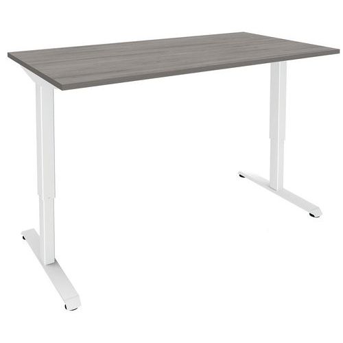 Elektrisch bureau, grijs eiken/wit Nivo Elektrisch bureau, grijs eiken/wit Nivo