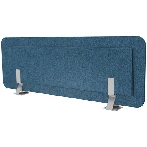 Akoestisch scherm gemêl. blauw + steunen voor bureau in L-vorm Akoestisch scherm gemêl. blauw + steunen voor bureau in L-vorm