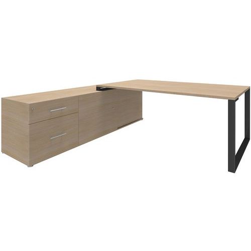 Bureau B180xD100 cm op ladeblok linkerzijde 200x60 cm Bureau B180xD100 cm op ladeblok linkerzijde 200x60 cm