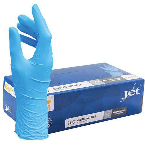 Gants jetables nitrile bleu non poudré - Boîte de 100 - MP Hygiène Gants jetables nitrile bleu non poudré - Boîte de 100 - MP Hygiène