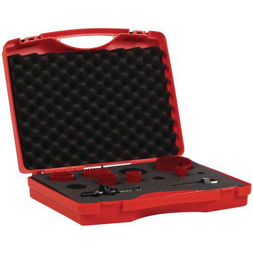 Set van 6 gatenzagen van twee soorten metaal HSS, Ø 22 tot 68 mm - Manutan Expert Set van 6 gatenzagen van twee soorten metaal HSS, Ø 22 tot 68 mm - Manutan Expert