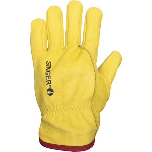 Handschoen geel van volnerf rundleer gevoerd met fleece - Singer Handschoen geel van volnerf rundleer gevoerd met fleece - Singer