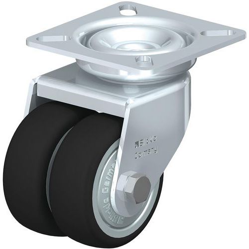 Roulette jumelee pivotante - bandage PU - corps PO - Blickle Roulette jumelee pivotante - bandage PU - corps PO - Blickle