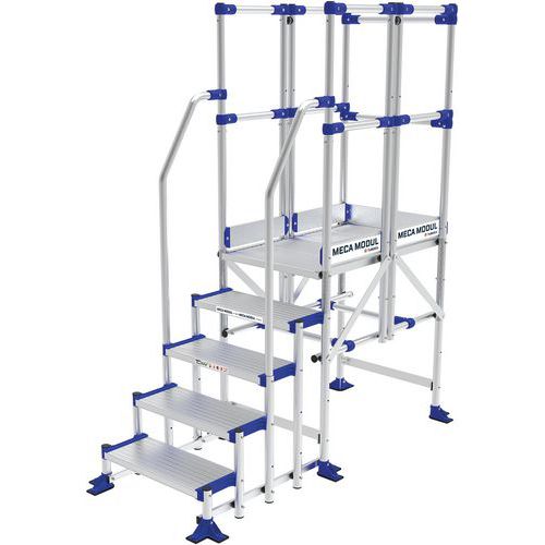 Plate-forme aluminium Meca Modul - 3 garde-corps, 2 rampes - Tubesca-Comabi