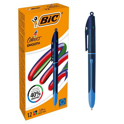 Balpen 4 kleuren - Smooth Pro - ultragladde inkt - Bic Balpen 4 kleuren - Smooth Pro - ultragladde inkt - Bic