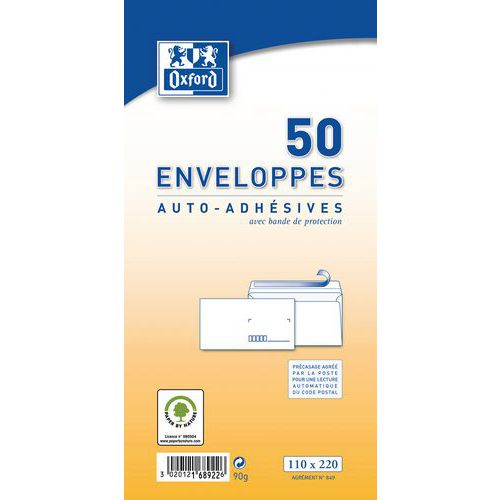 Envelop zelfklevend voorbedrukt 110 x 220 - Oxford Envelop zelfklevend voorbedrukt 110 x 220 - Oxford