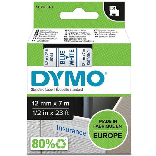 Labelcassette D1 breedte 12 mm - Dymo