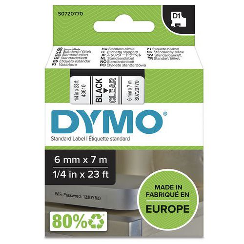 Labelcassette D1 breedte 6 mm - Dymo