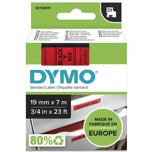 Labelcassette Dymo D1 - Breedte 19 mm