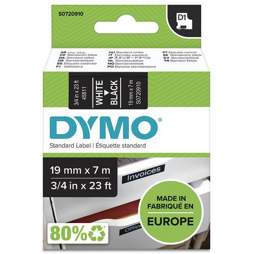 Labelcassette Dymo D1 - Breedte 19 mm