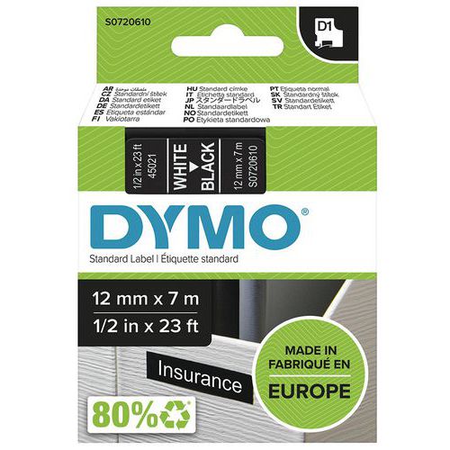 Labelcassette D1 breedte 12 mm - Dymo