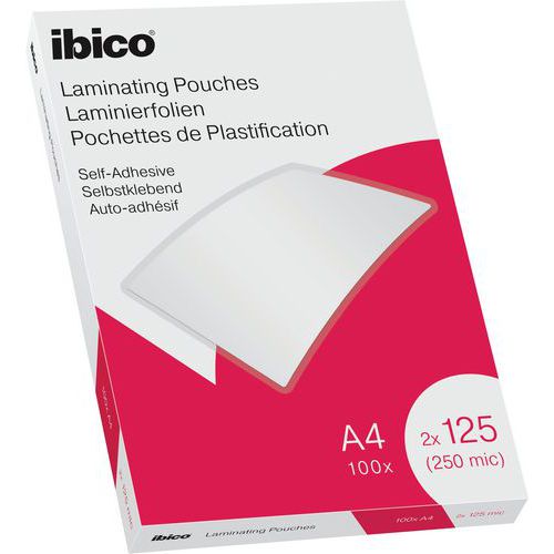 Pochettes plastification A4 Ibico auto adhesives, boite 100 - Esselte Pochettes plastification A4 Ibico auto adhesives, boite 100 - Esselte