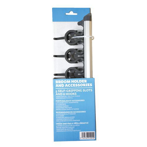 Porte balais 5 encoches auto-agrippantes - Manutan Expert Porte balais 5 encoches auto-agrippantes - Manutan Expert