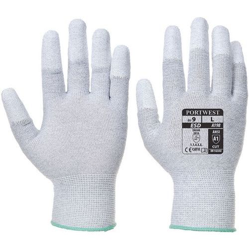 Gants d'électricien antistatique doigts enduit PU gris - Portwest 