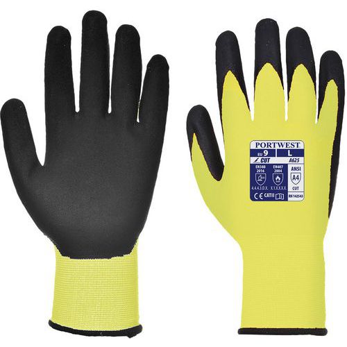 Handschoen snijbestenig Hi-Vis Geel/zwart A625 Portwest Handschoen snijbestenig Hi-Vis Geel/zwart A625 Portwest