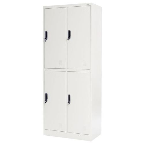 Garderobekast, metaal - 4-vaks - grijs - op sokkel - Manutan Expert