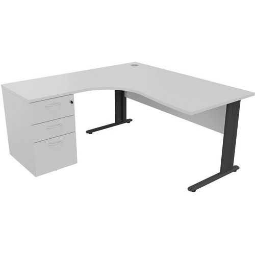 Compact bureau met C-poten - Lichtgrijs/antraciet - Manutan Expert Compact bureau met C-poten - Lichtgrijs/antraciet - Manutan Expert