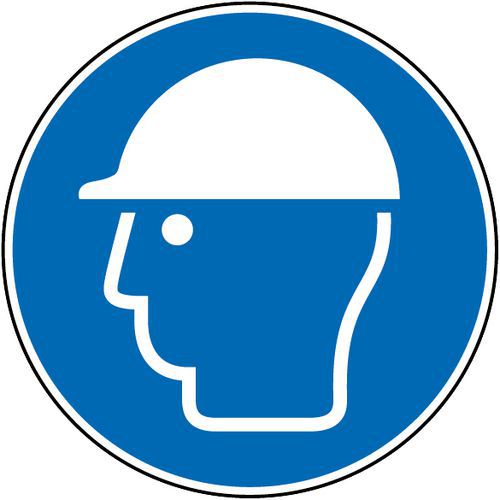 Rond bord - Veiligheidshelm verplicht - Aluminium Rond bord - Veiligheidshelm verplicht - Aluminium