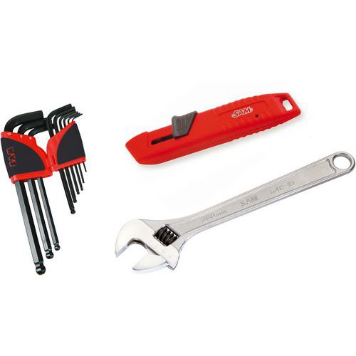 Clés males en mm ratelier de 9 - cutter - cle à molette 10'' - Sam Clés males en mm ratelier de 9 - cutter - cle à molette 10'' - Sam