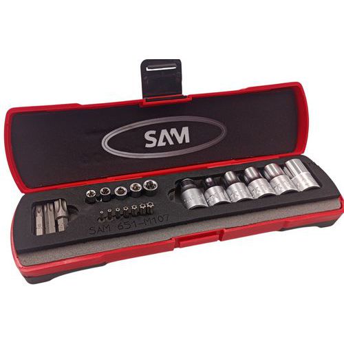 Coffret de 21 douilles et embouts Torx - Sam Coffret de 21 douilles et embouts Torx - Sam