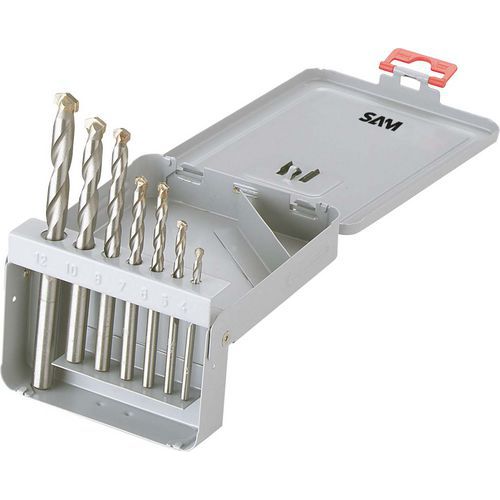 Foret à beton carbure taille 4-12 mm - coffret tole de 7 - Sam Foret à beton carbure taille 4-12 mm - coffret tole de 7 - Sam