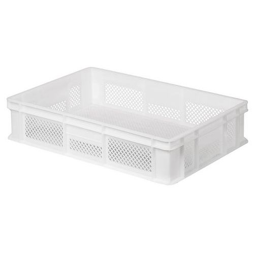 Euronorm-bak met geperforeerde wanden en bodem - Lengte 600 mm - 12 - 24 liter Euronorm-bak met geperforeerde wanden en bodem - Lengte 600 mm - 12 - 24 liter