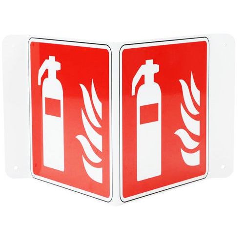 Bord Brandblusser, dubbelzijdig, V-vormig, aluminium - Manutan Expert