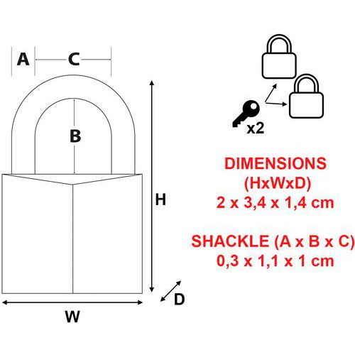 Hangslot - massief aluminium - set van 2 - Master Lock Hangslot - massief aluminium - set van 2 - Master Lock