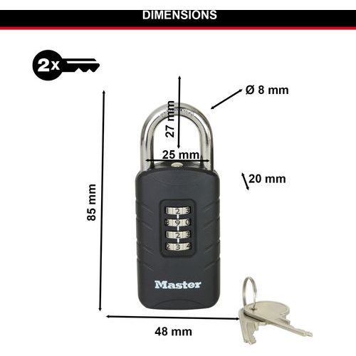 Cijferhangslot met noodsleutel - Master Lock