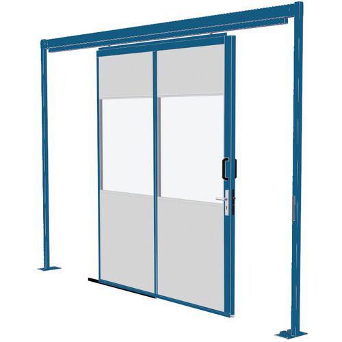 Porte coulissante pour cloisons d'atelier tôle d'acier- Panneau grillagé - Hauteur 2,51 m Porte coulissante pour cloisons d'atelier tôle d'acier- Panneau grillagé - Hauteur 2,51 m