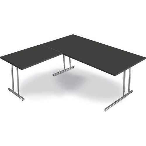 Bureau Artline - chroom frame - B2000 x D1000 en toevoeging 1000x600mm Bureau Artline - chroom frame - B2000 x D1000 en toevoeging 1000x600mm