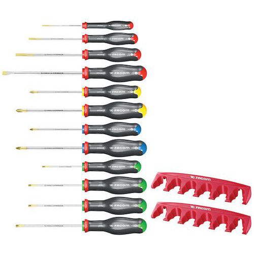 Schroevendraaiers met 2 houders - set van 12 - Facom Schroevendraaiers met 2 houders - set van 12 - Facom