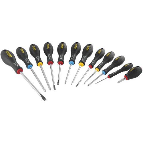 Jeu de 12 tournevis Pozidriv pour electricien et mecanicien - Stanley Jeu de 12 tournevis Pozidriv pour electricien et mecanicien - Stanley