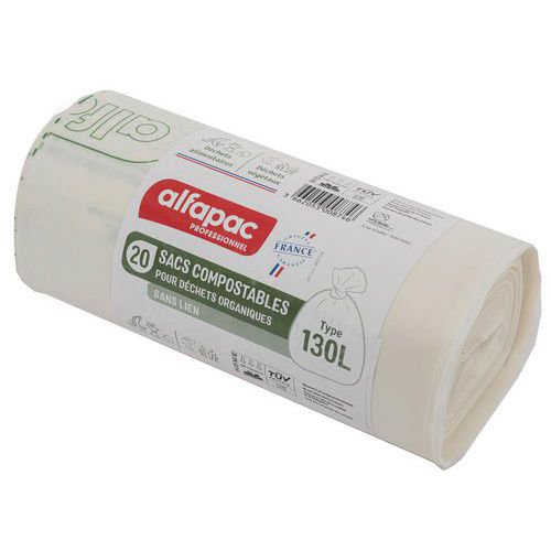 Sac poubelle compostable - 130 L pour déchet organiques - Alfapac