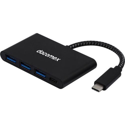 USB-hub 3 poorten Type A en 1 Type C - 60W - Dacomex USB-hub 3 poorten Type A en 1 Type C - 60W - Dacomex