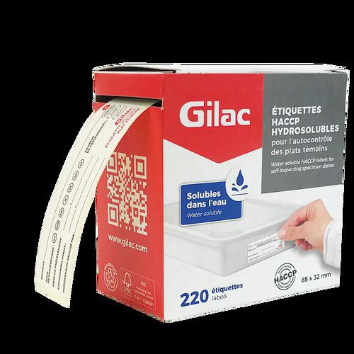 Etiquettes de tracabilite hydrosolubles - boite de 220 - Gilac Etiquettes de tracabilite hydrosolubles - boite de 220 - Gilac
