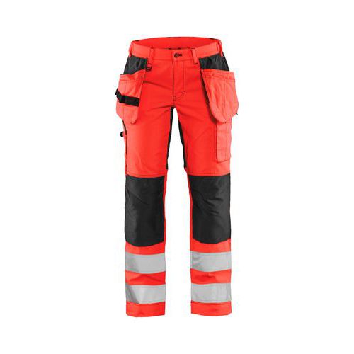 Dames werkbroek High Vis met stretch Rood/Zwart - Blåkläder