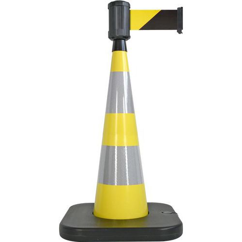Cone de balisage avec base a lester jaune - 4mx10cm - Viso Cone de balisage avec base a lester jaune - 4mx10cm - Viso